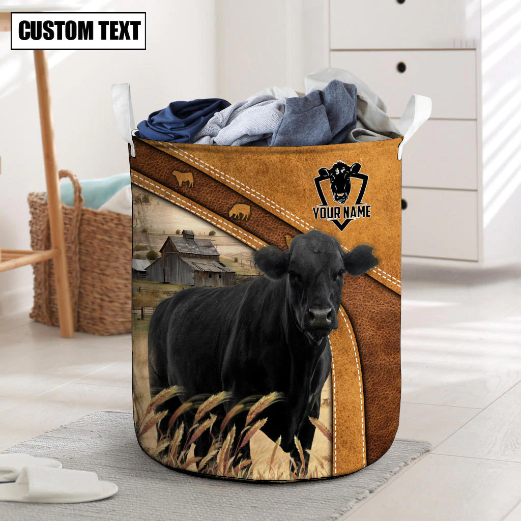 Black angus Cattle Brown Custom Name  Basket