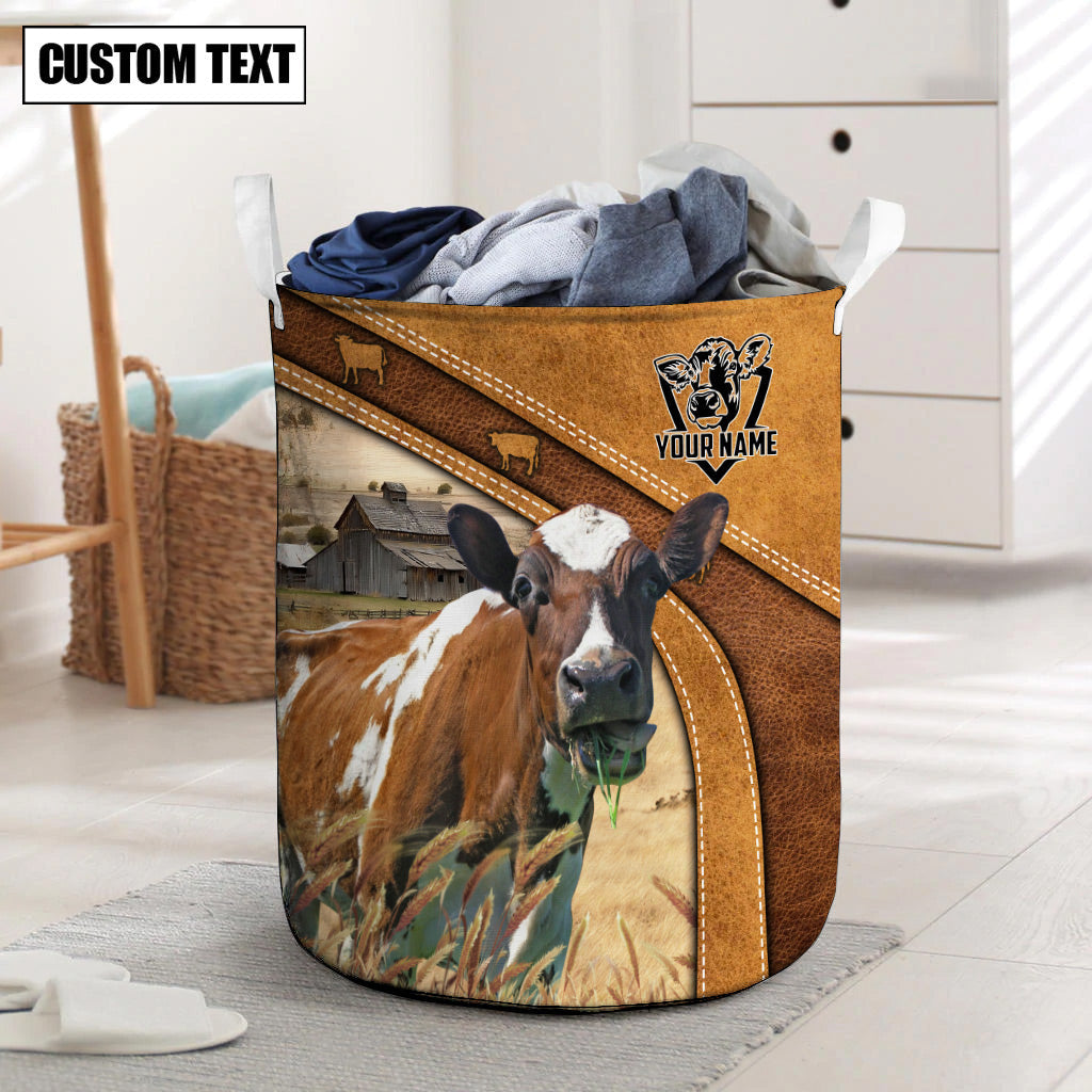 Ayrshires Cattle Brown Custom Name Basket