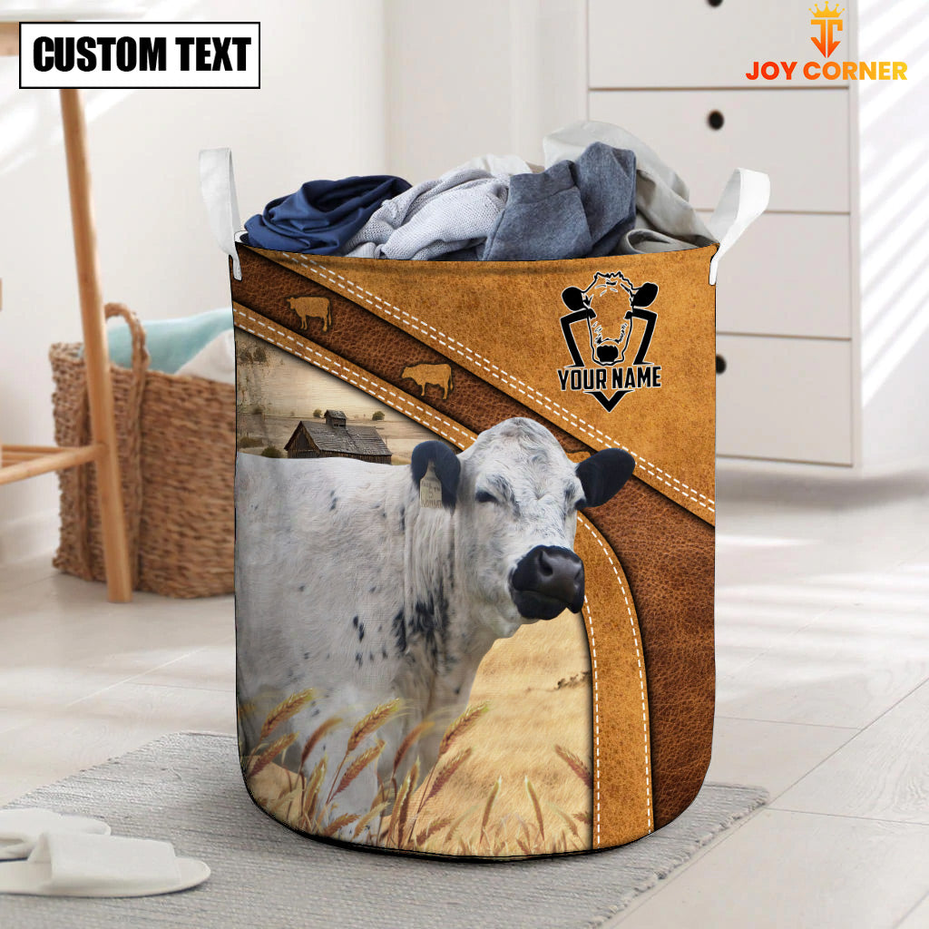 British White Park Cattle Brown Custom Name Basket