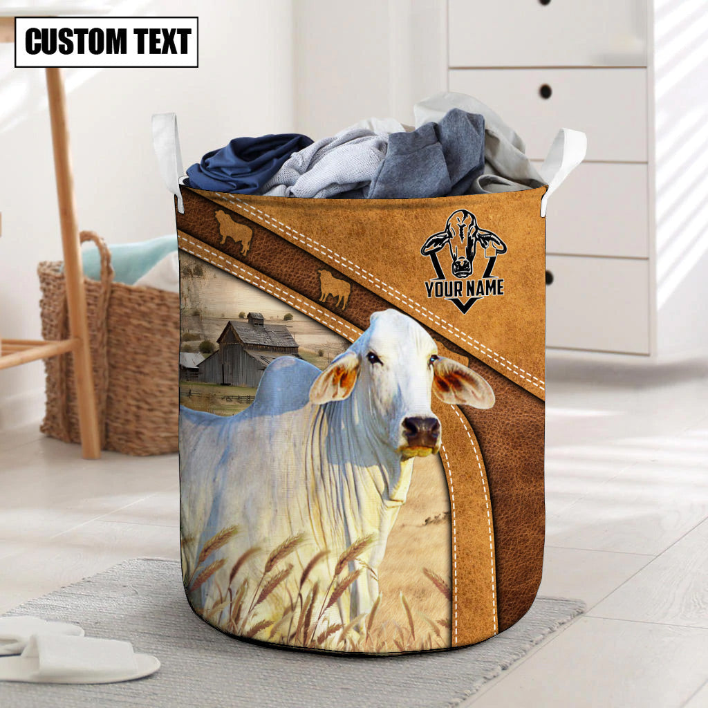 Brahman Cattle Brown Custom Name Basket