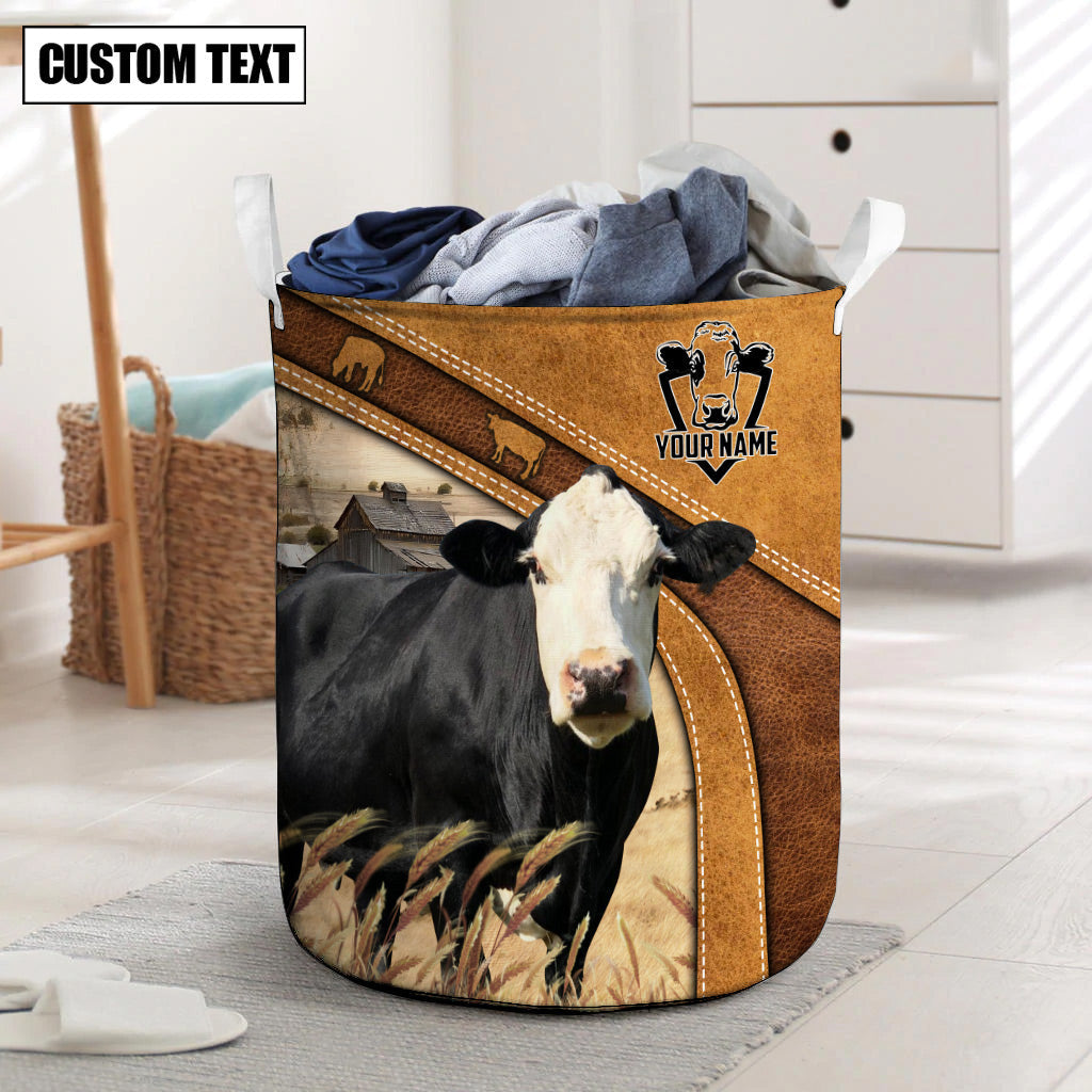 Black Baldy Cattle Brown Custom Name Basket
