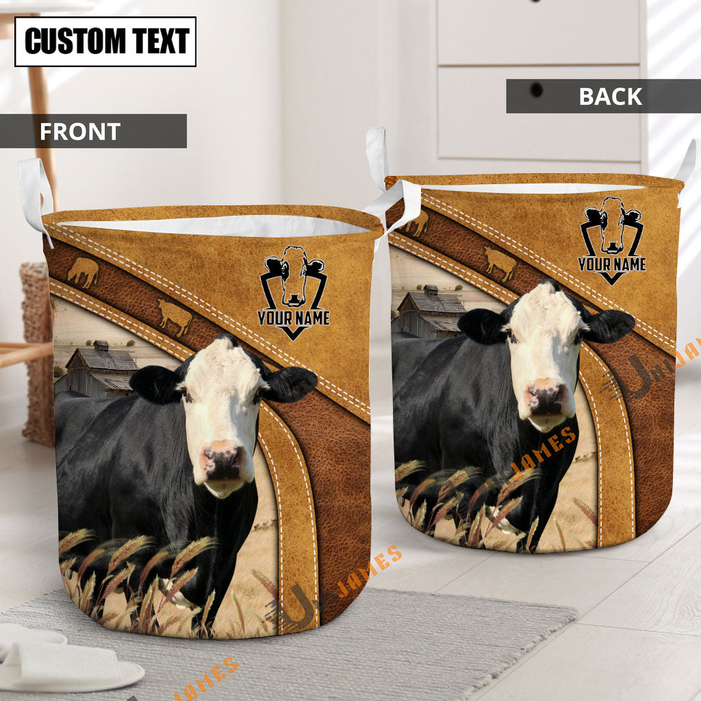 Black Baldy Cattle Brown Custom Name Basket