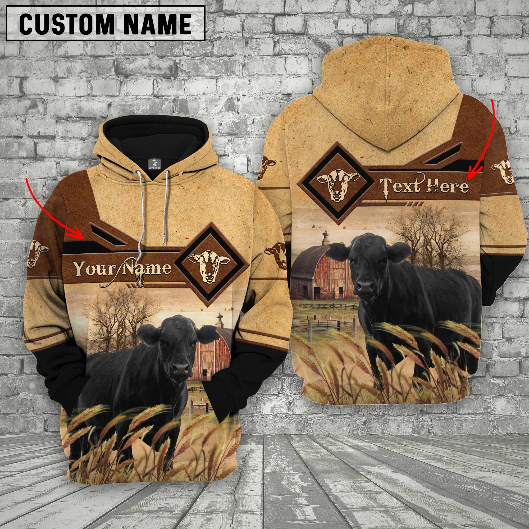 Black Angus On Farms Custom Name Printed 3D Hoodie