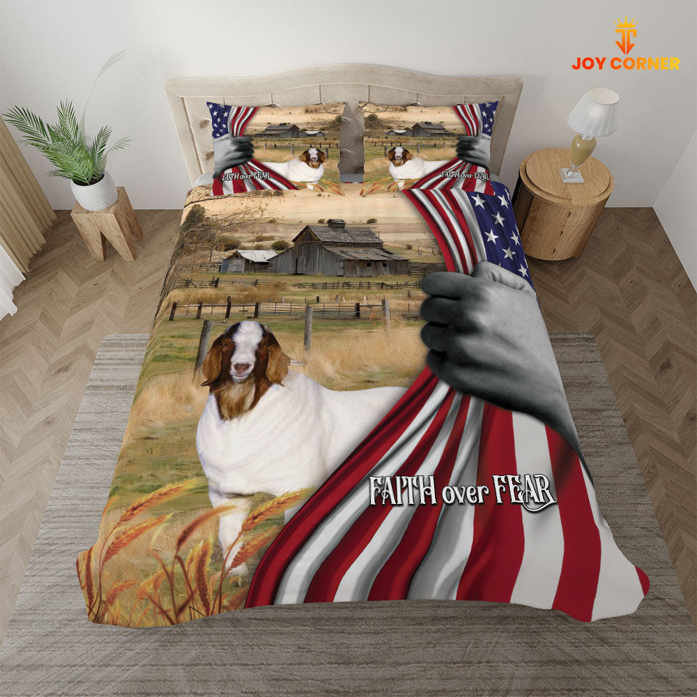 Boer Goat 3D US Flag Bedding Set