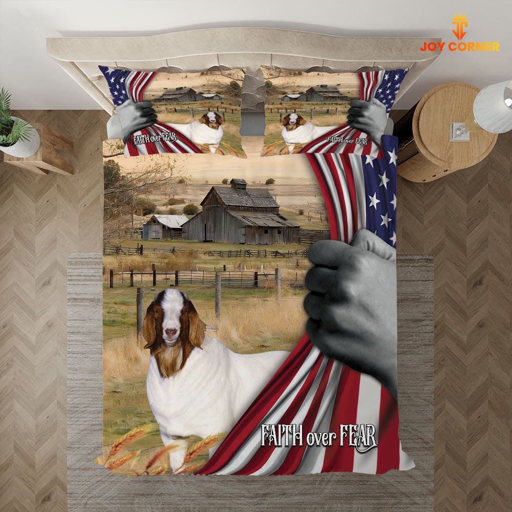 Boer Goat 3D US Flag Bedding Set