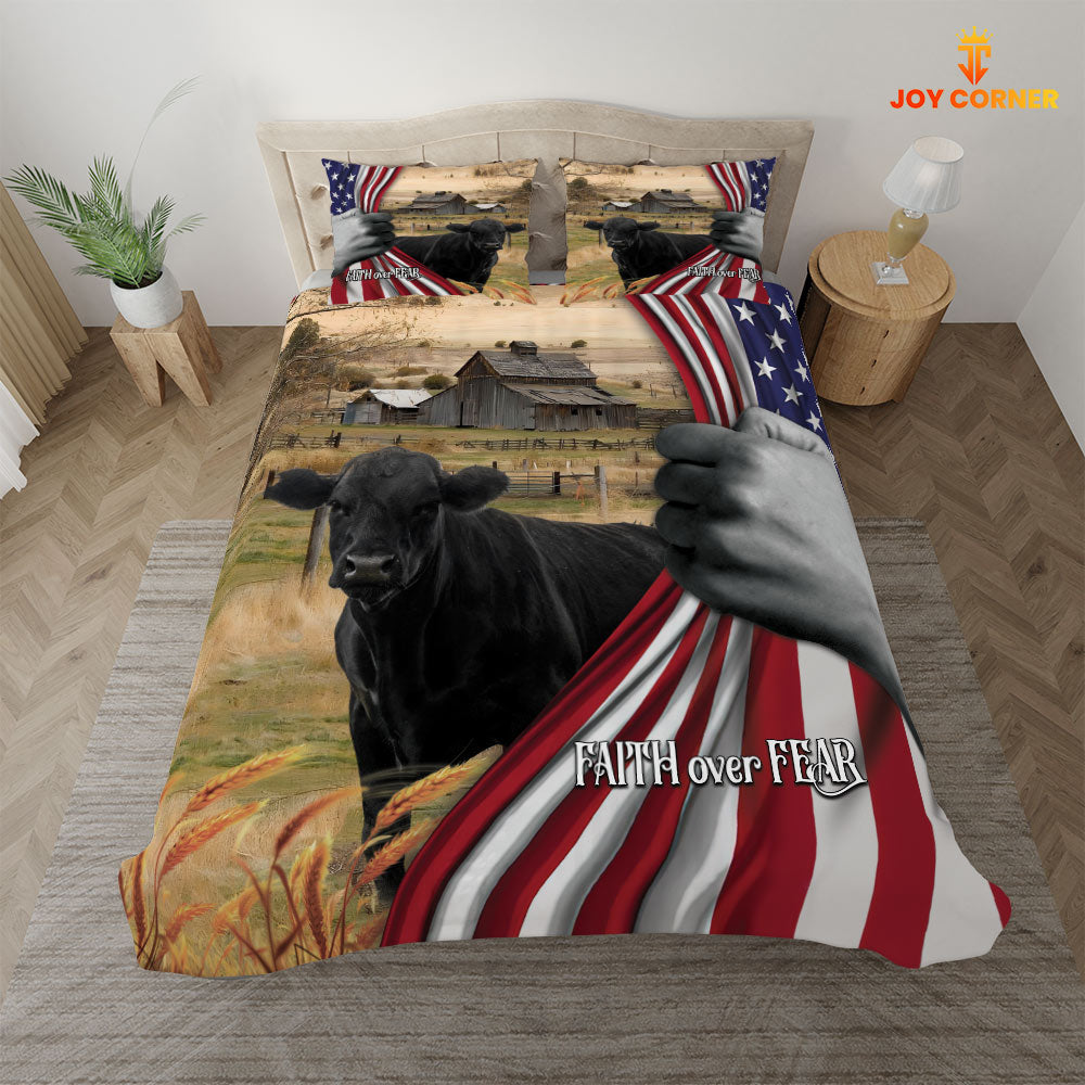 Black Angus 3D US Flag Bedding Set