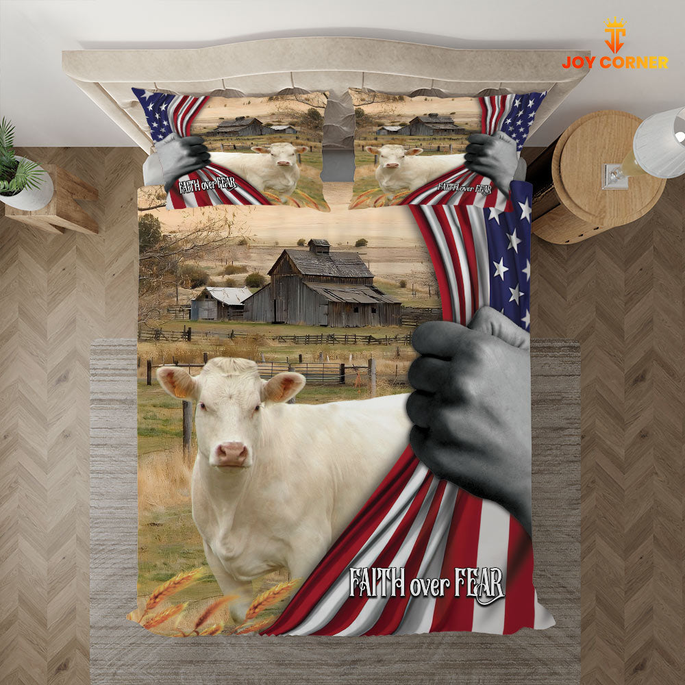 Charolais 3D US Flag Bedding Set