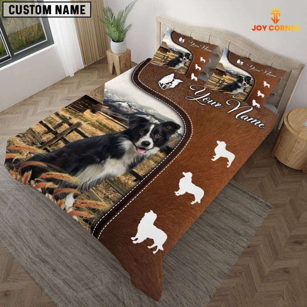 Border Collie On Farm Brown 3D Bedding Set