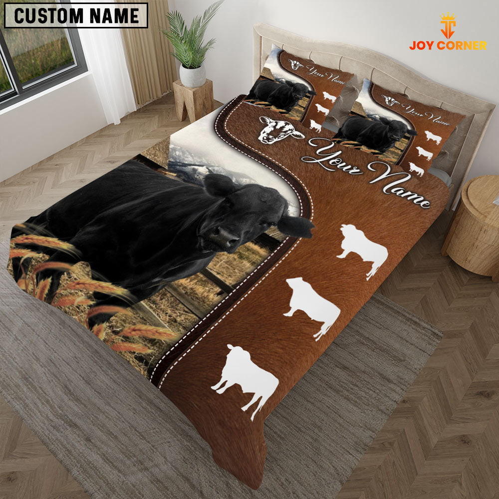 Black Angus On Farm Brown 3D Bedding Set