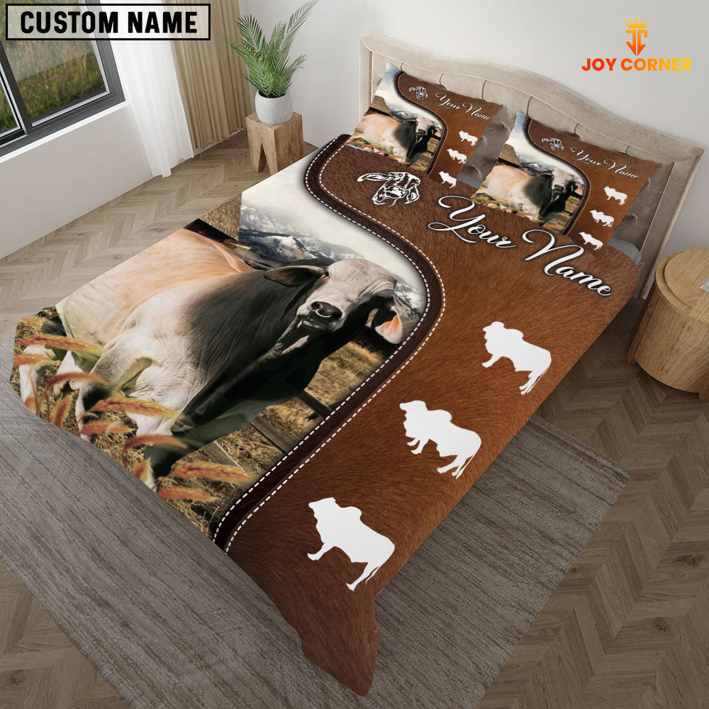 Brahman Cattle On Farm Brown 3D Bedding Set