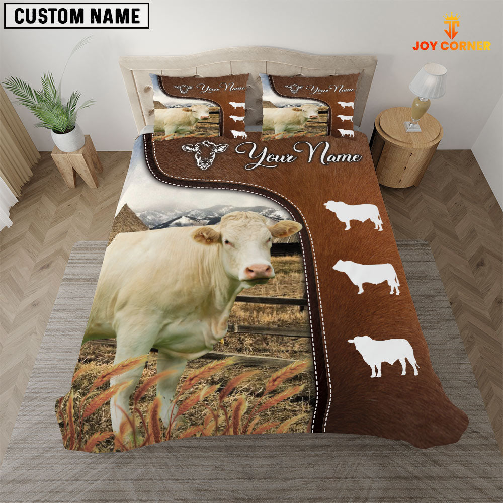 Charolais On Farm Brown 3D Bedding Set