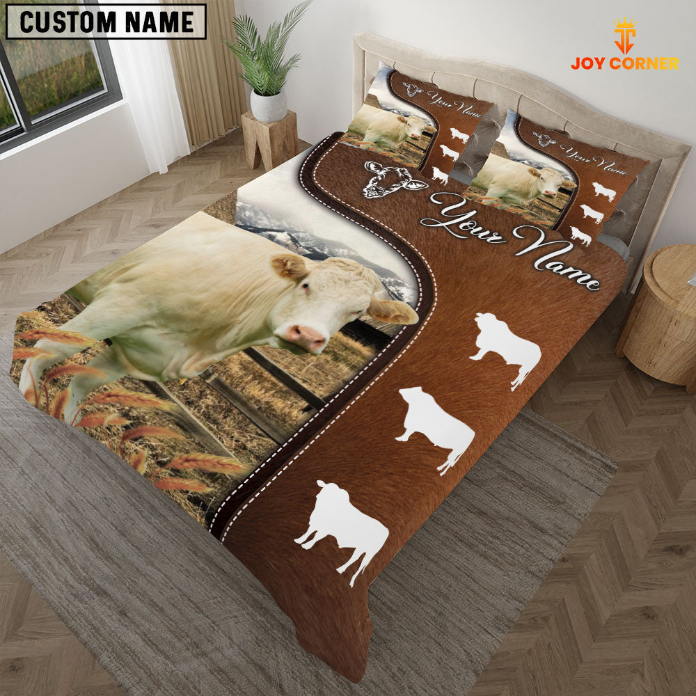 Charolais On Farm Brown 3D Bedding Set