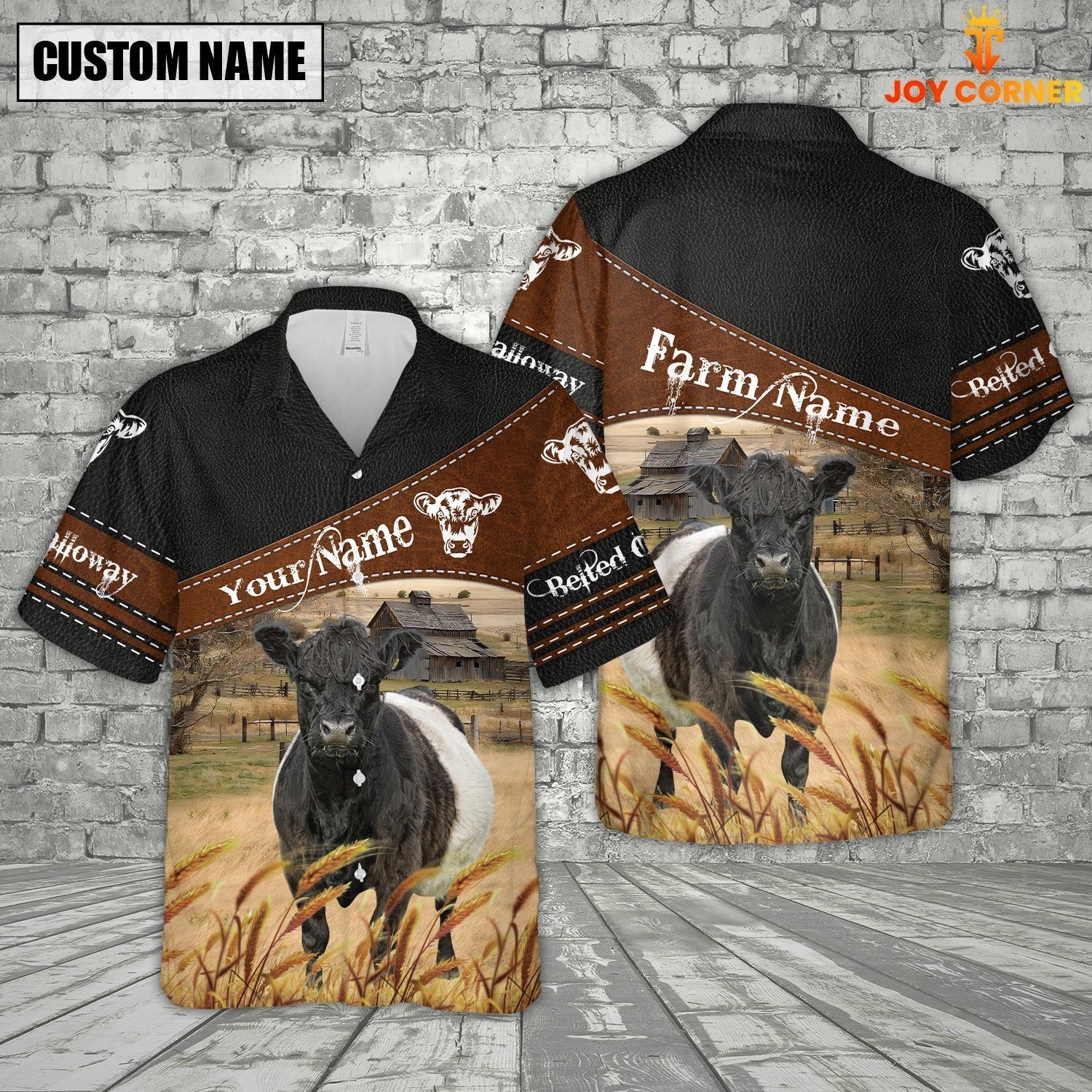 Belted Galloway On Farms Custom Name Printed 3D Black Hoodie