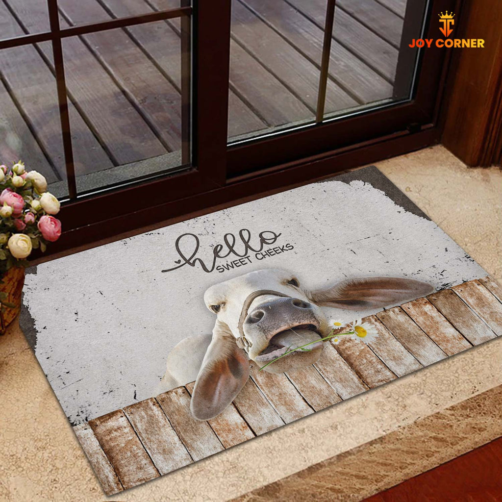 Brahman Cattle Hello Sweet Checks Doormat