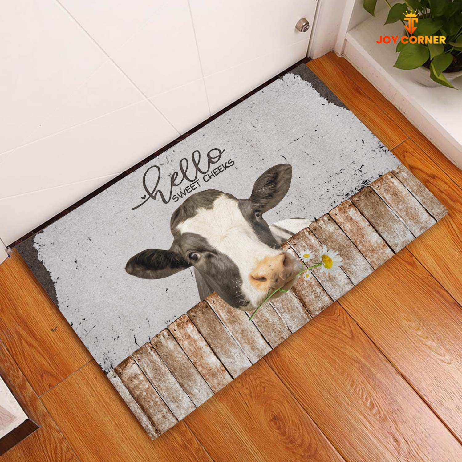 Holstein Hello Sweet Checks Doormat