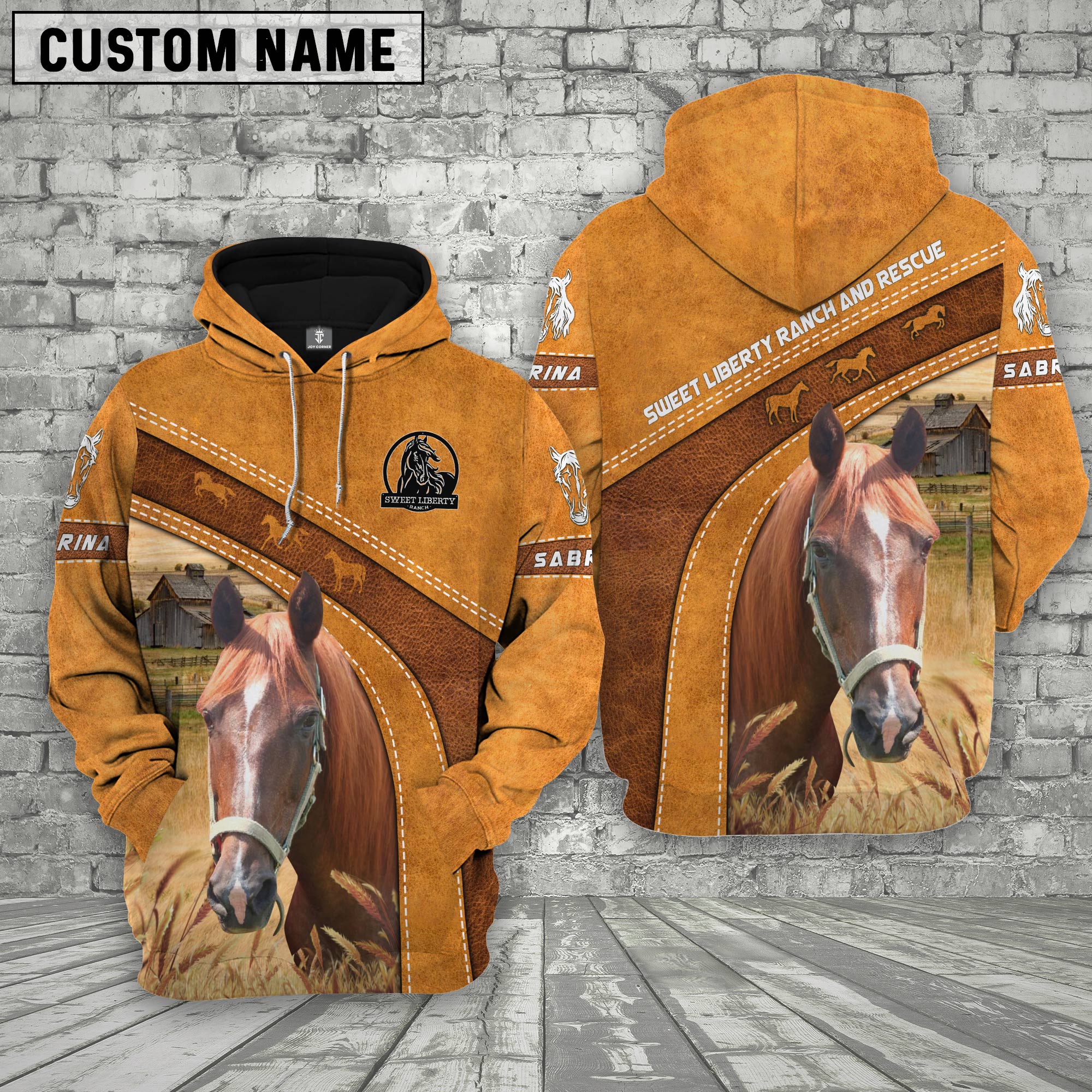 Horse 3D Customized Name - Farm Name Hoodie For Sherry