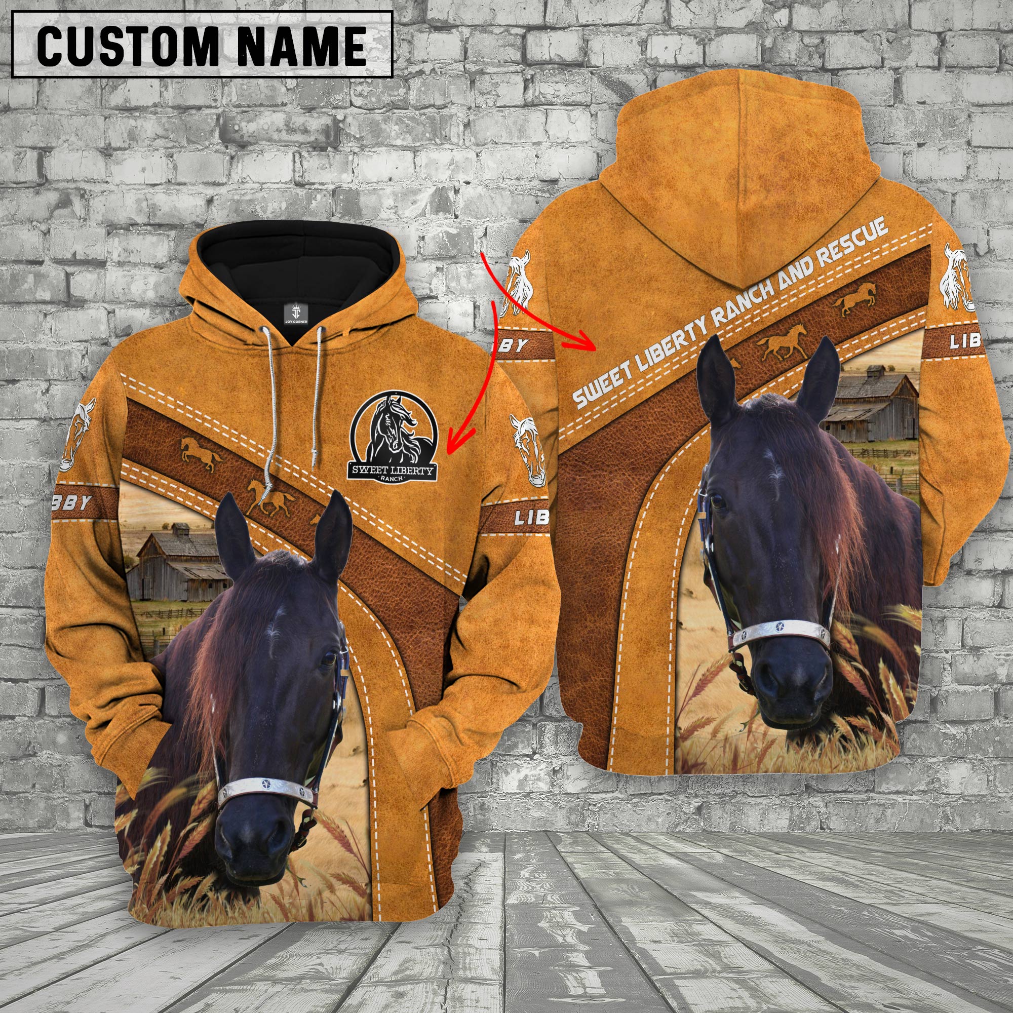 Horse 3D Customized Name - Farm Name Hoodie For Sherry