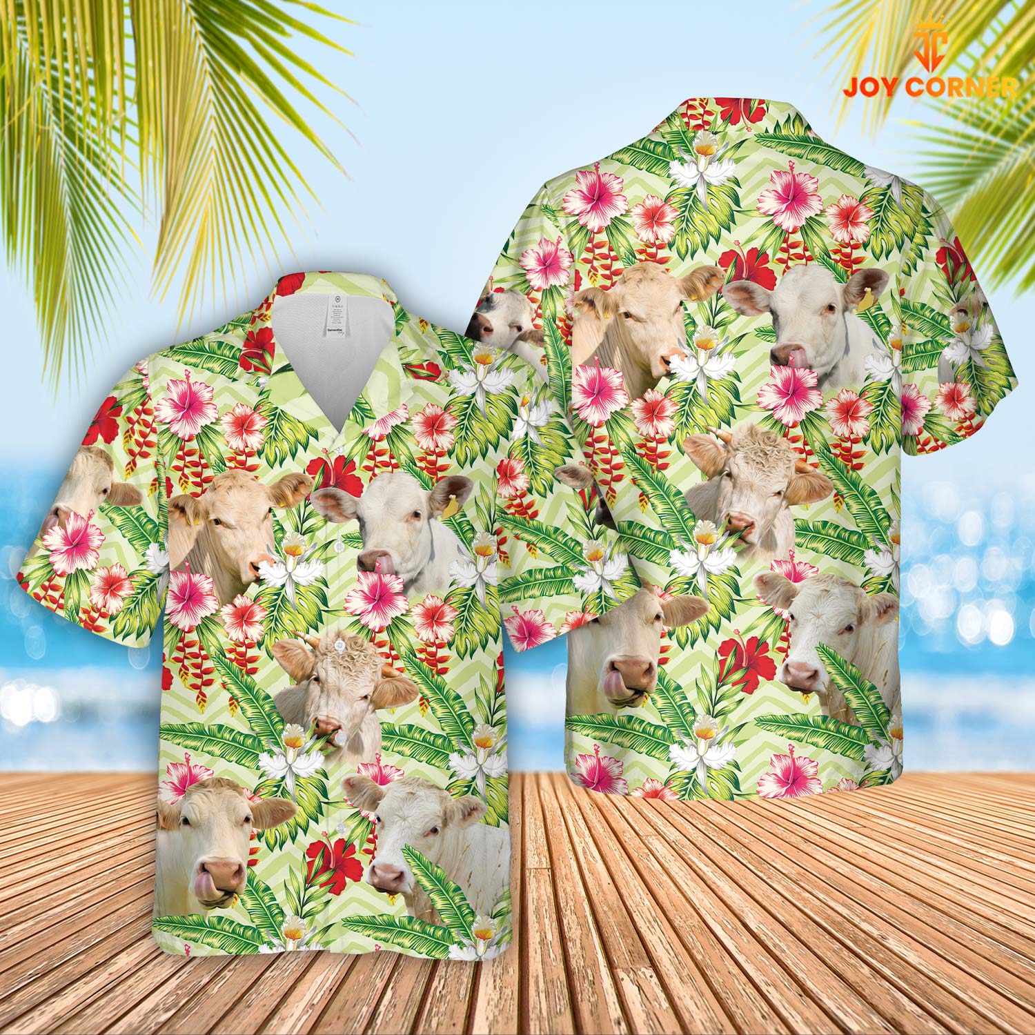 Charolais Hibicus Floral 3D Hawaiian Shirt