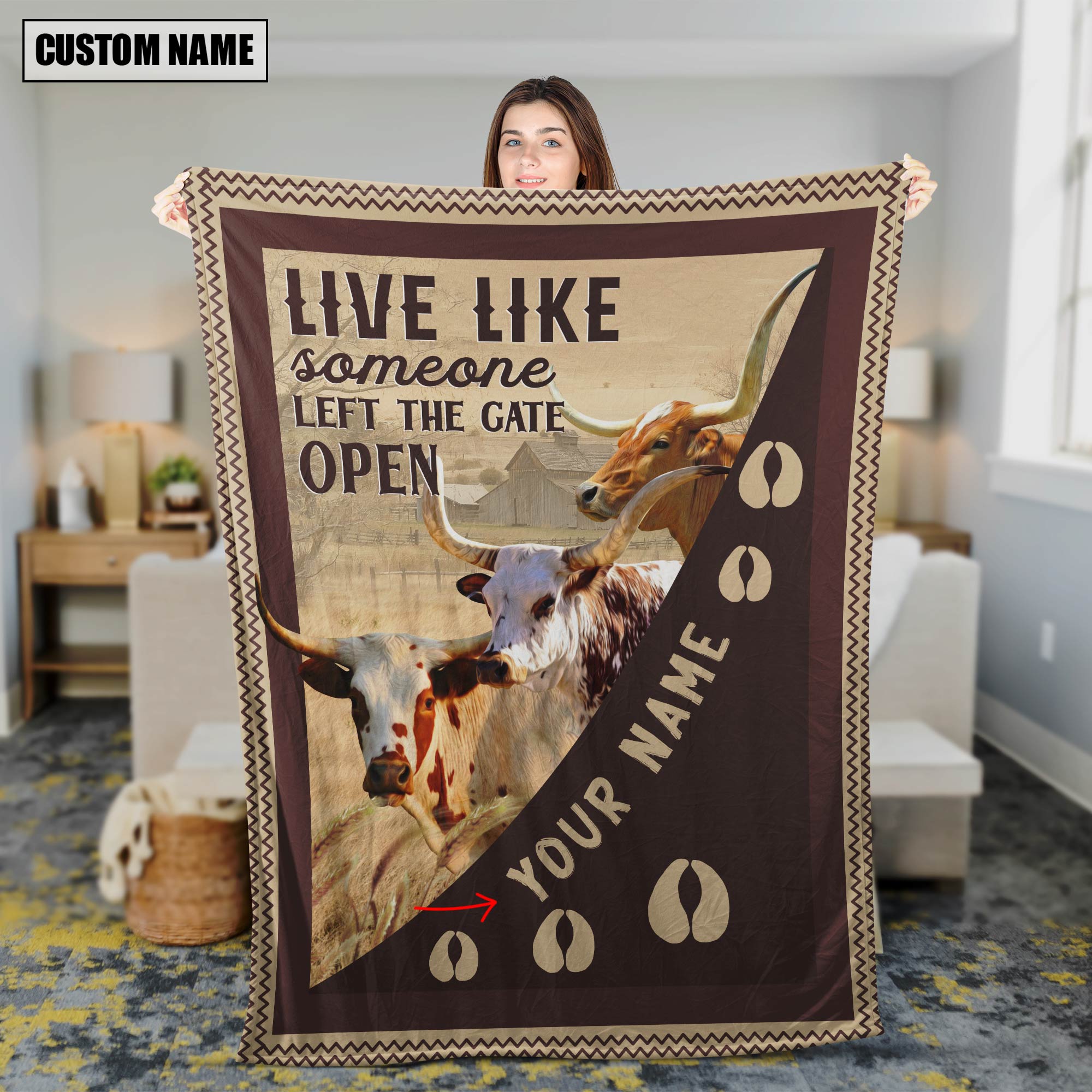 Personalized Texas Longhorn Live Like Someone Left The Gate Open Blanket