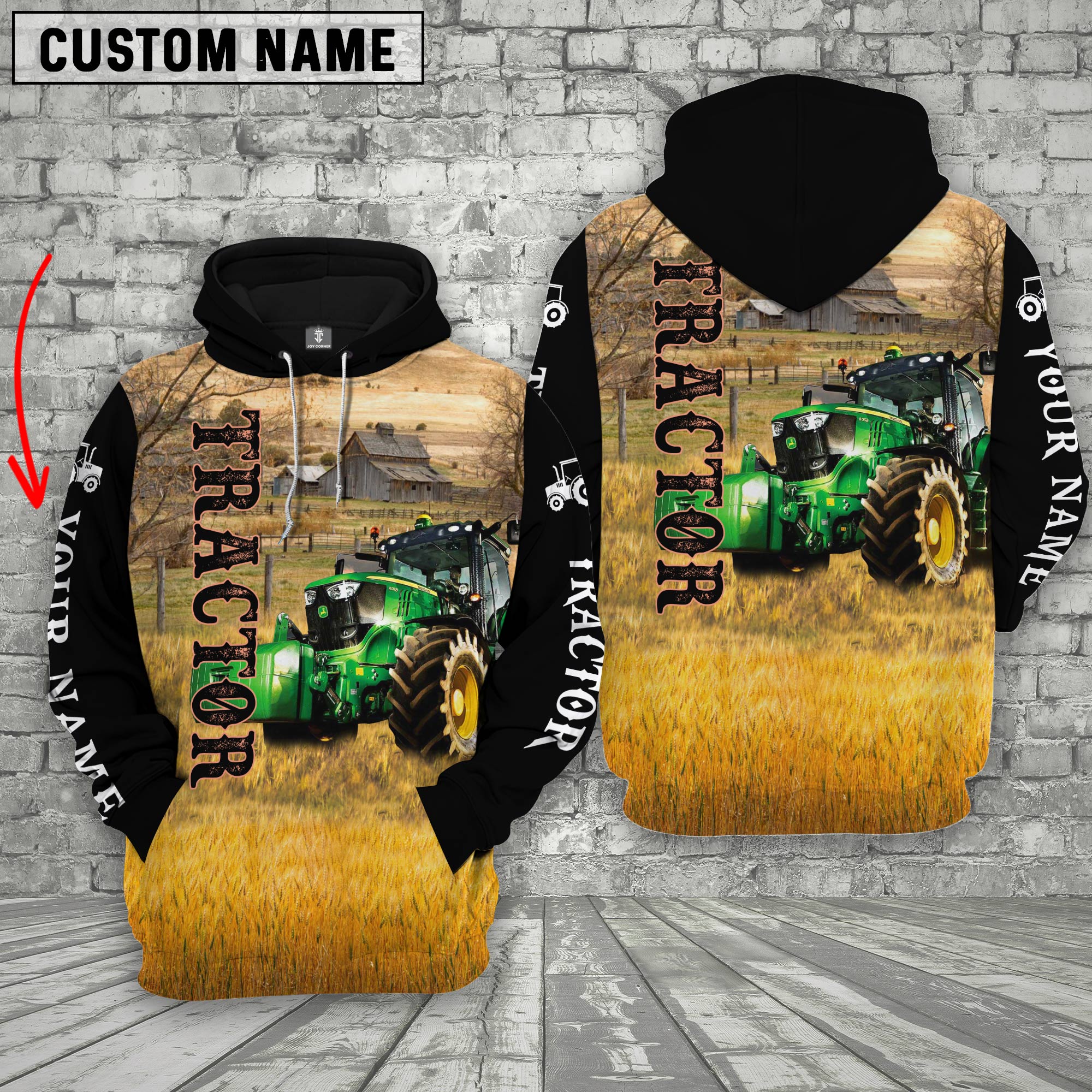 Personalized Name Tractor On The Farm All Over Printed 3D Hoodie