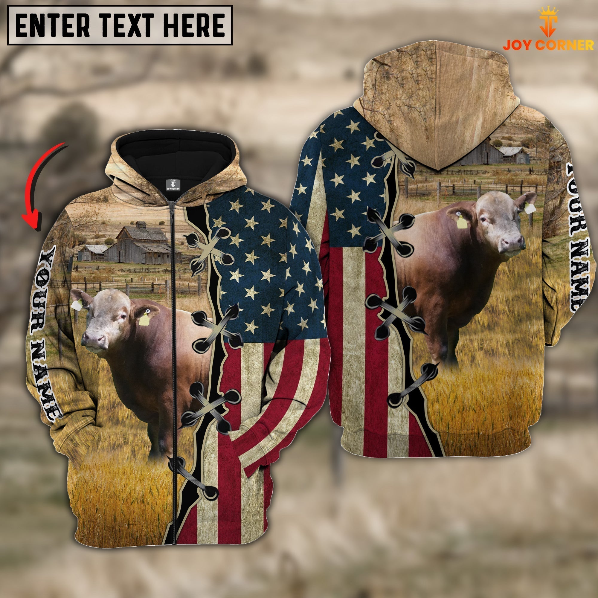 Beefalo On Farms Custom Name American Flag 3D Shirt