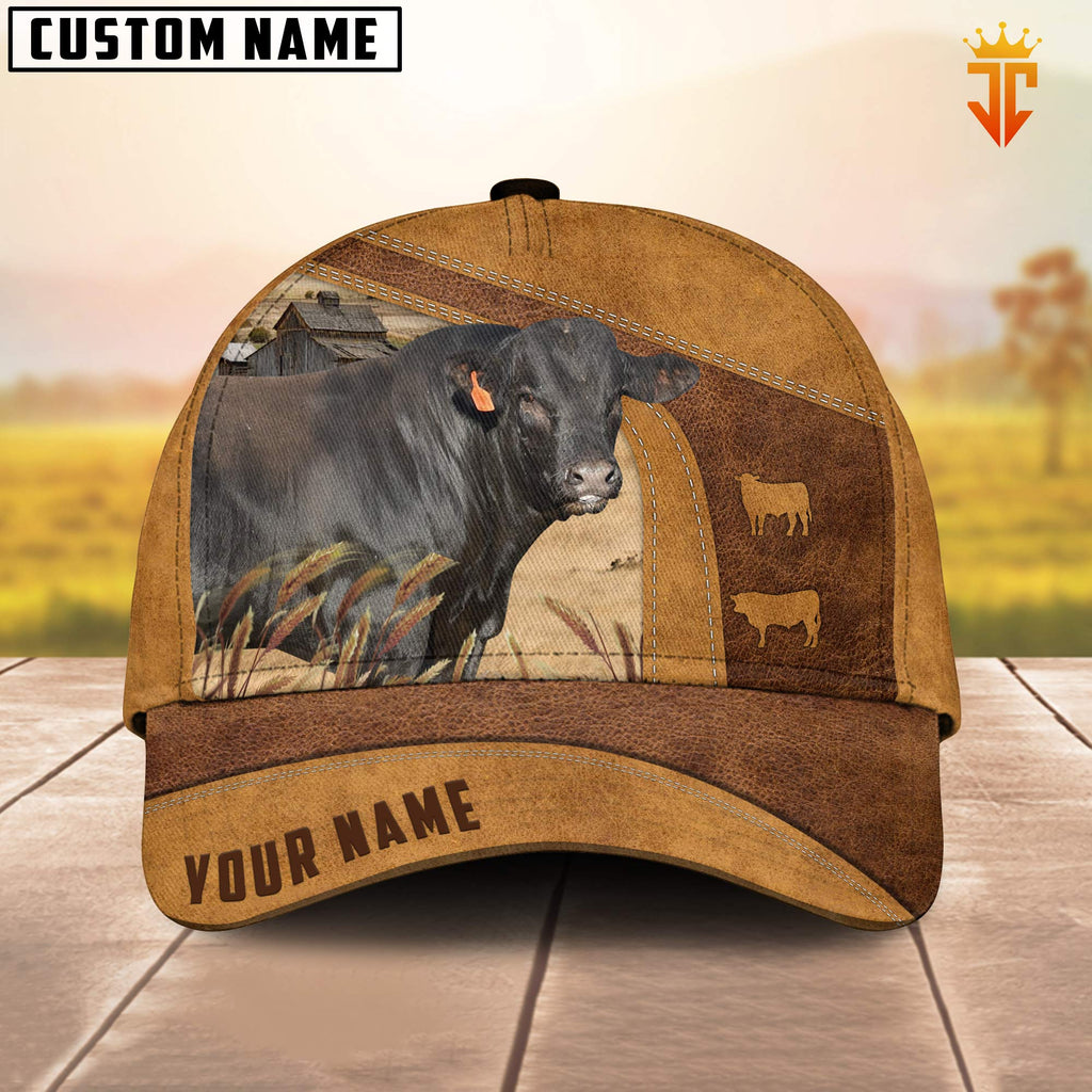 Custom Name Black Limousin Cattle Cap