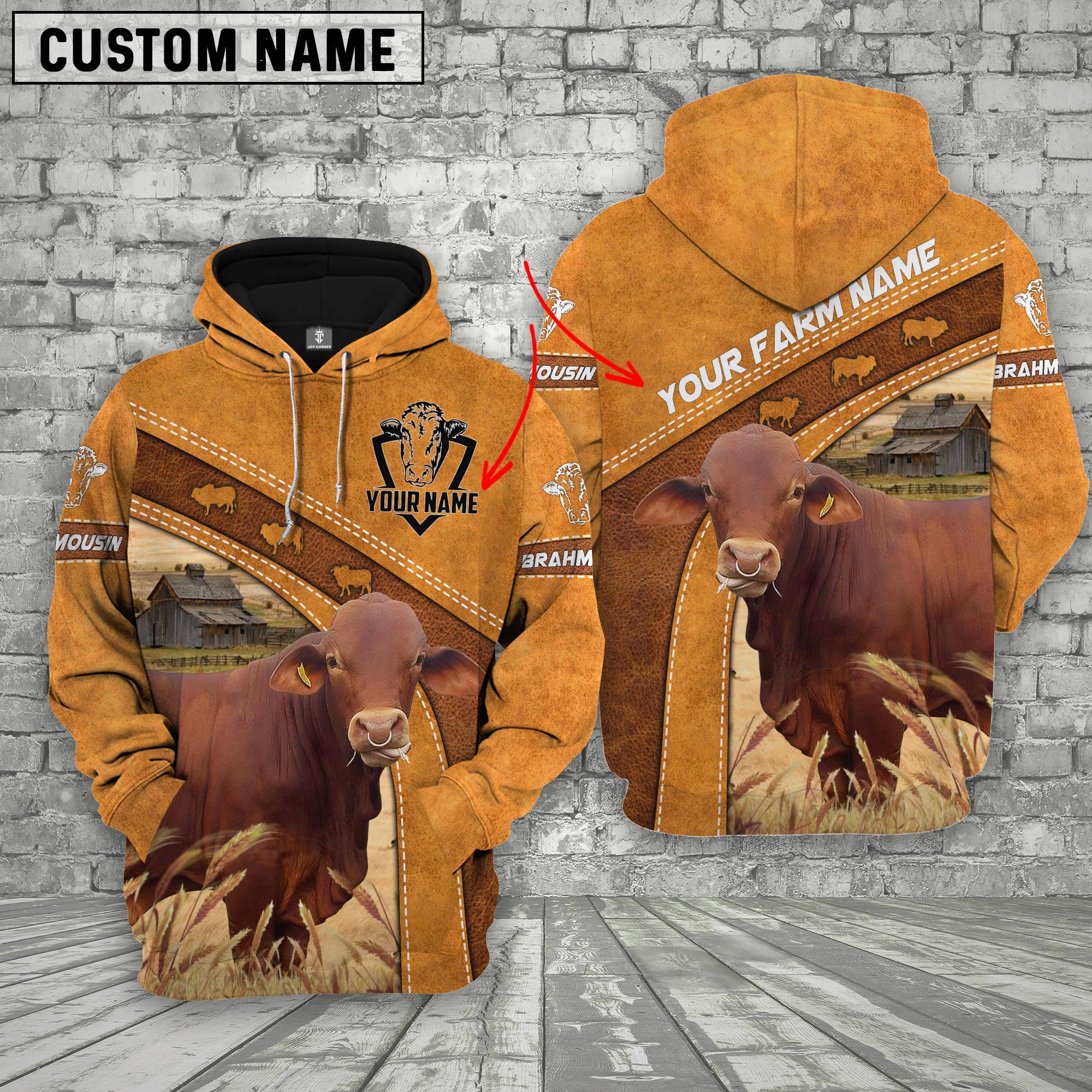 Brahmousin All Over Printed 3D Cattle Hoodie
