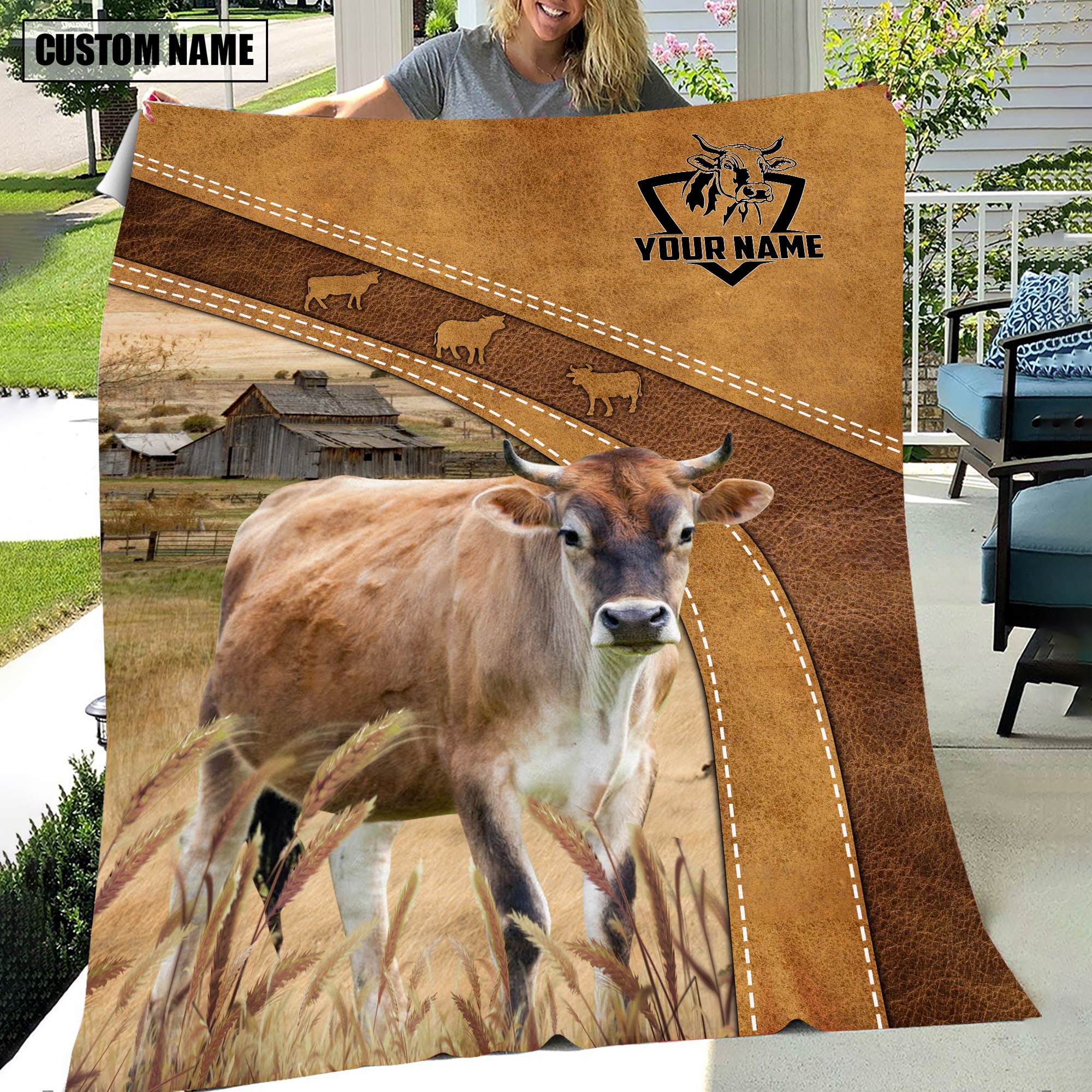 Personalized Name Brown Swiss Brownie Background Blanket