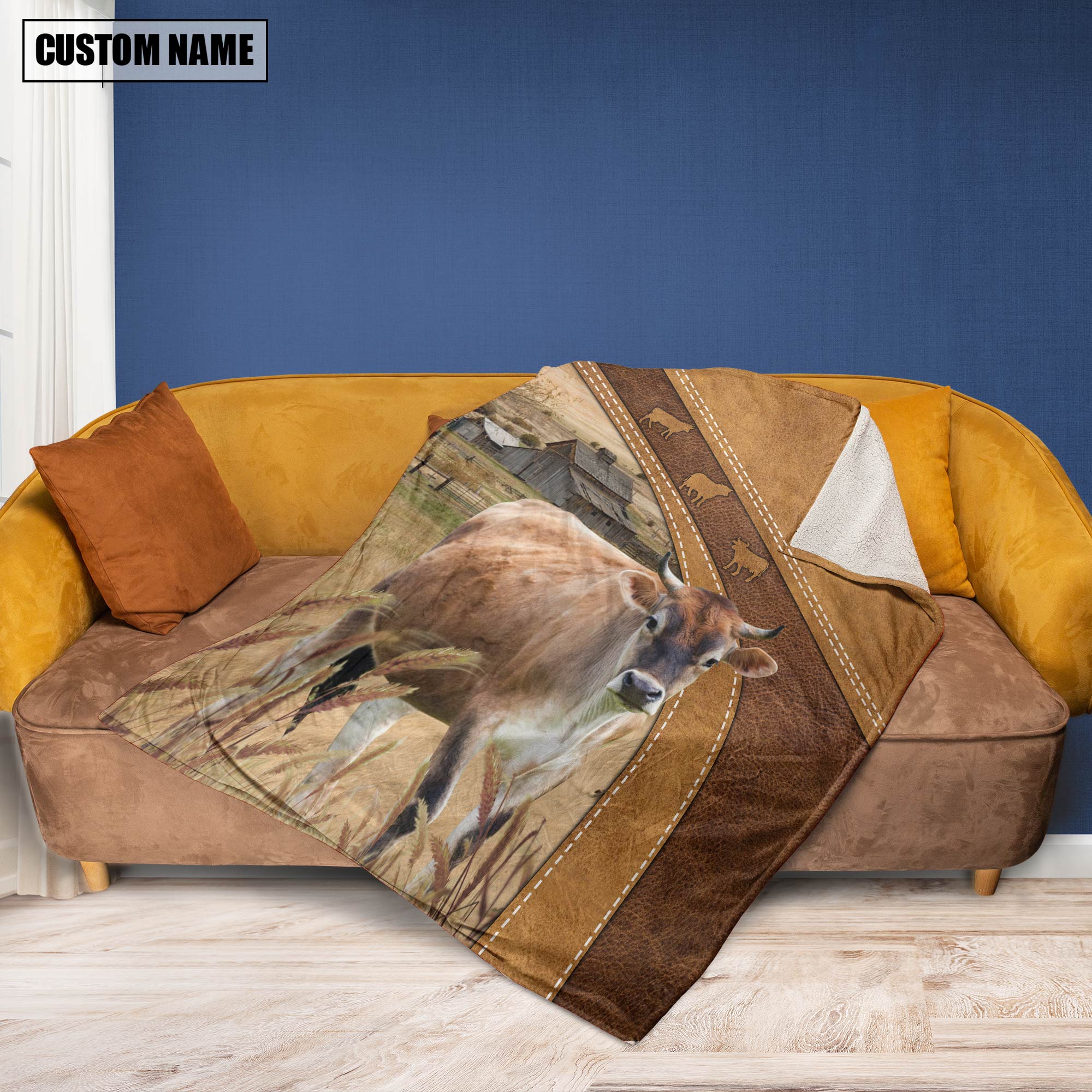 Personalized Name Brown Swiss Brownie Background Blanket