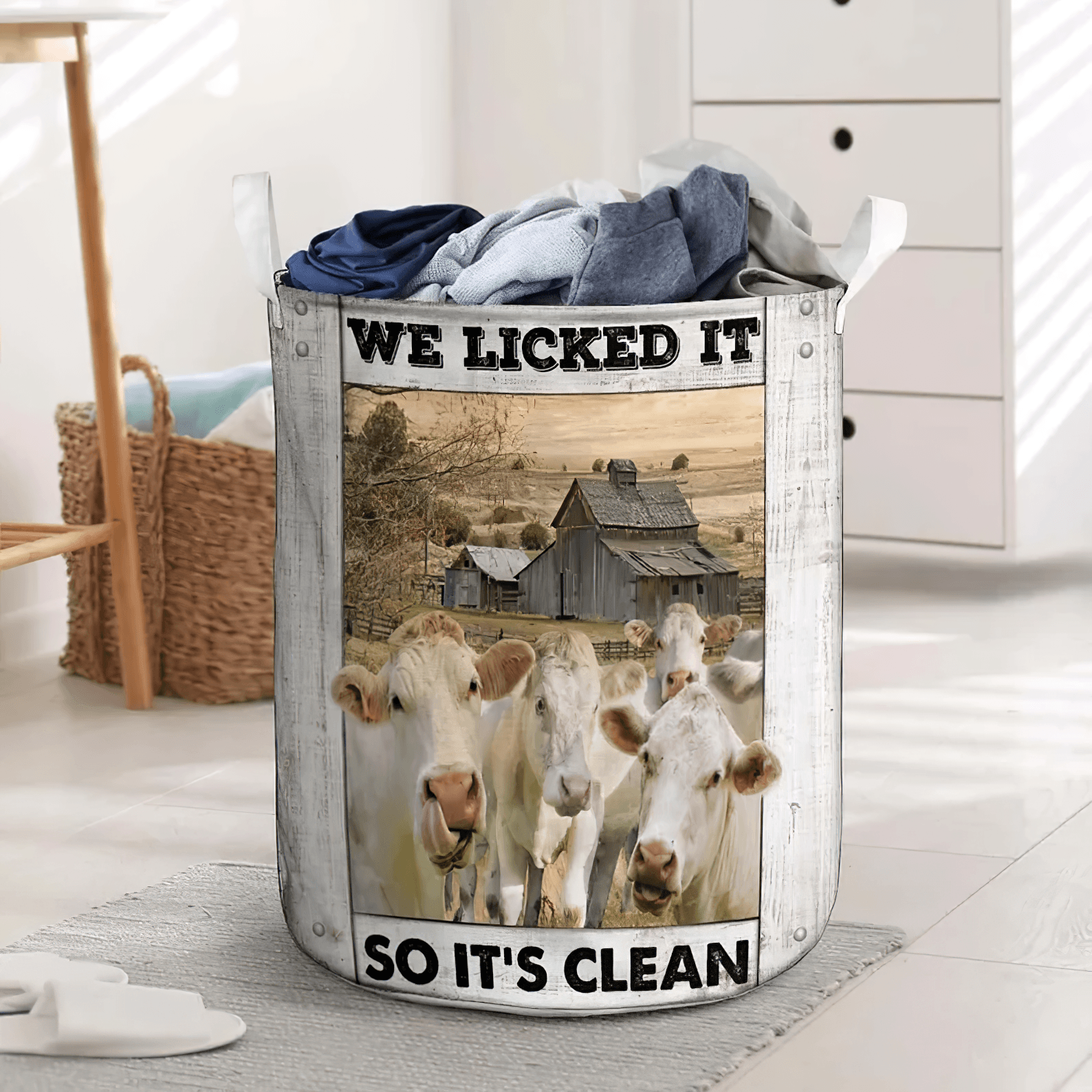 Charolais Cow Laundry Basket