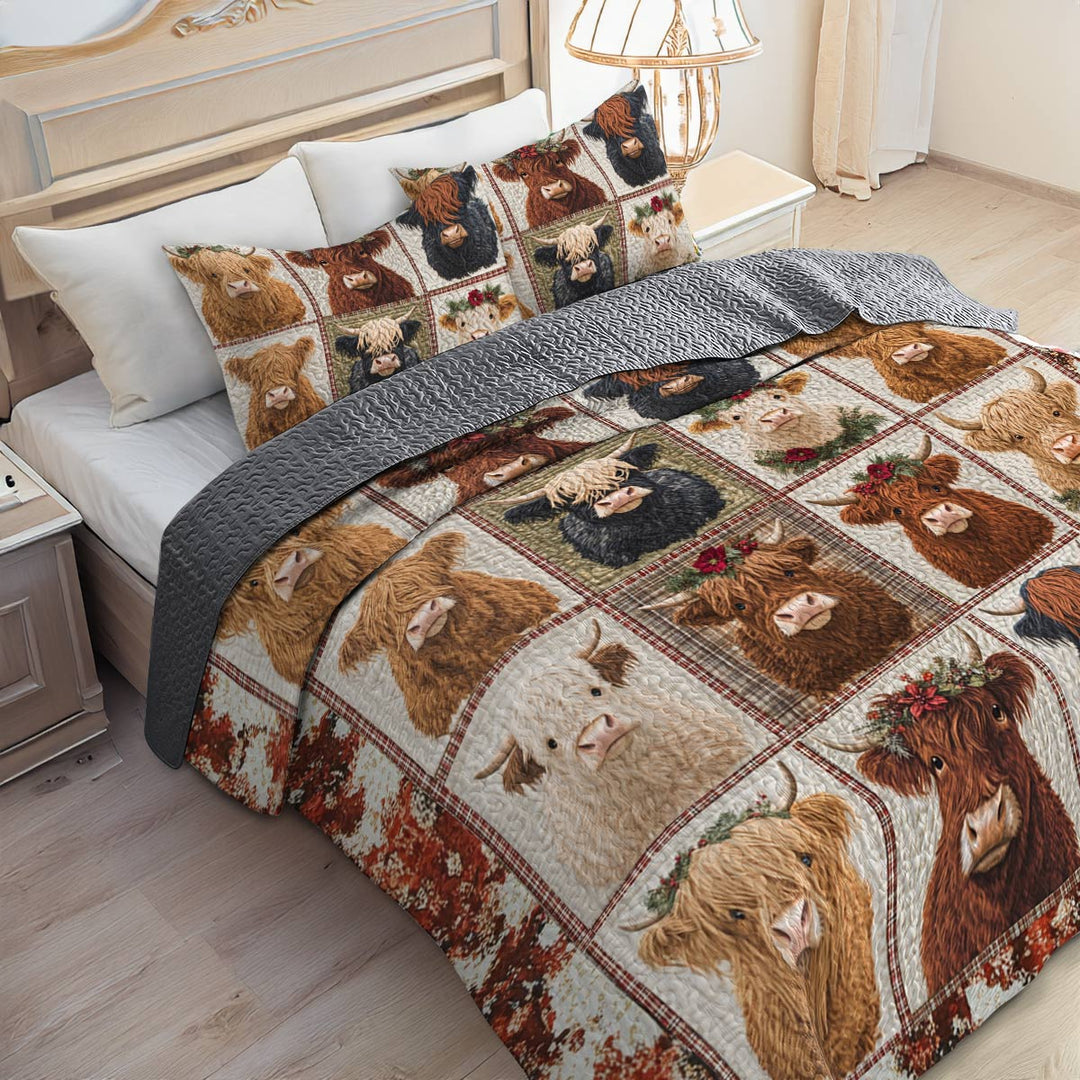 Flat Print All Season Quilt 3-Piece Set Cow In My Heart