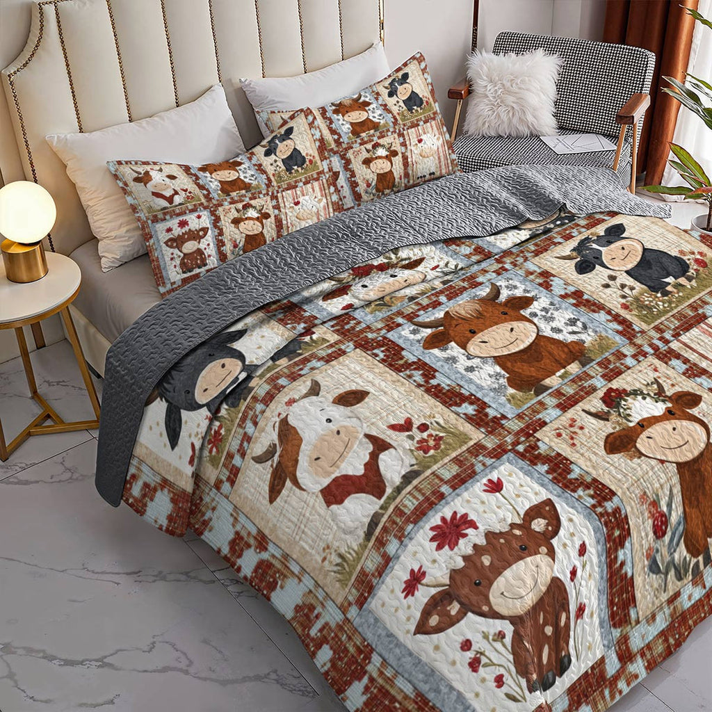 All Season Quilt 3-Piece Set Cute Cow