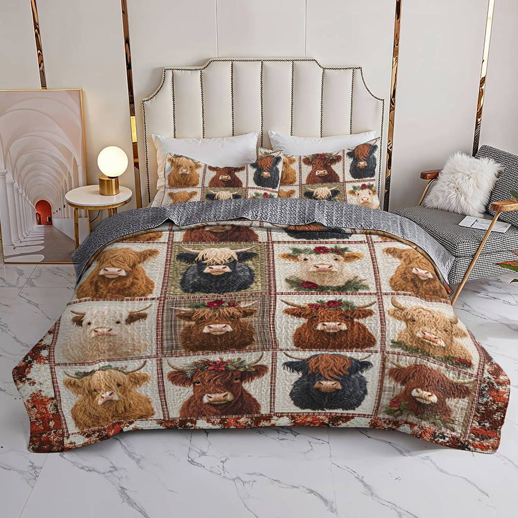 Flat Print All Season Quilt 3-Piece Set Cow In My Heart