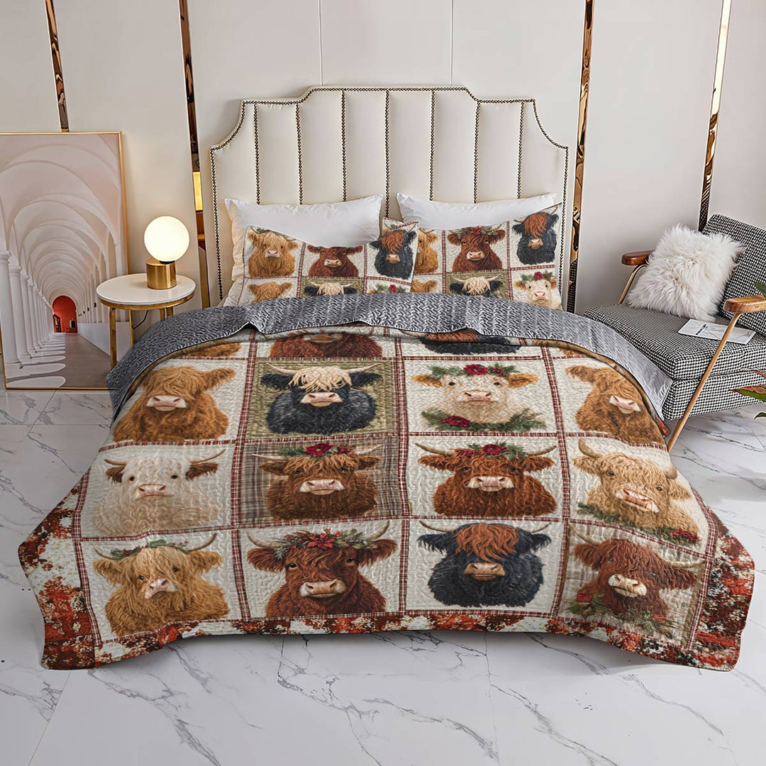 Flat Print All Season Quilt 3-Piece Set Cow In My Heart