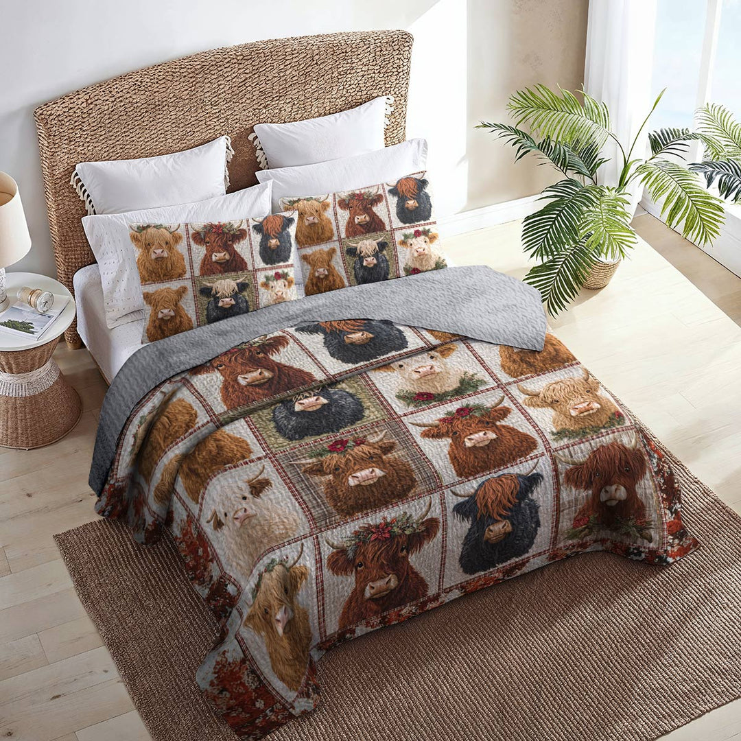 Flat Print All Season Quilt 3-Piece Set Cow In My Heart