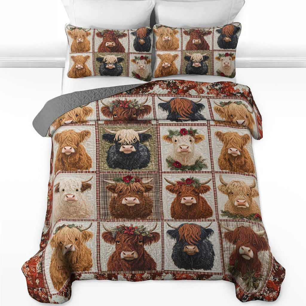 Flat Print All Season Quilt 3-Piece Set Cow In My Heart