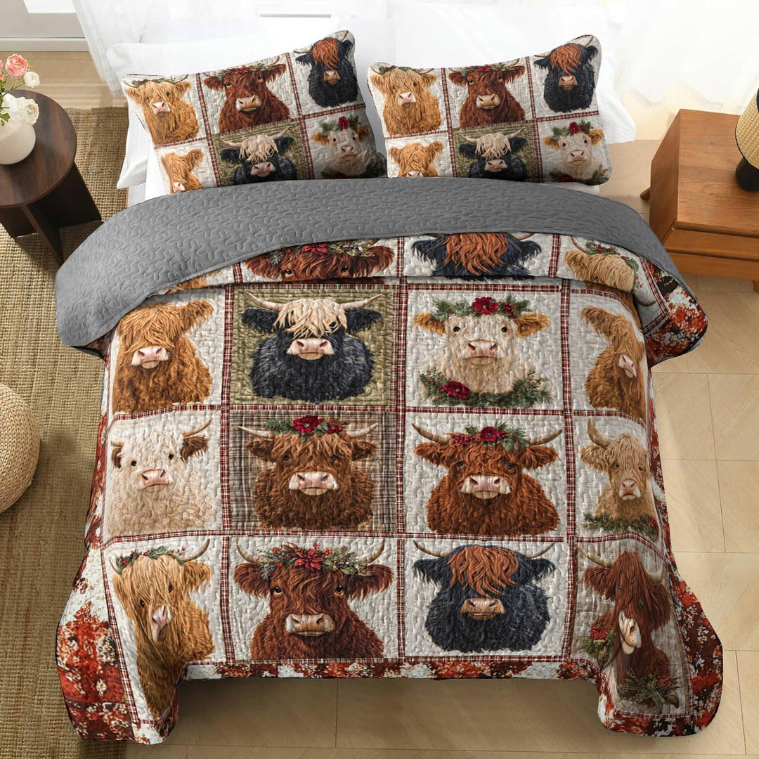 Flat Print All Season Quilt 3-Piece Set Cow In My Heart