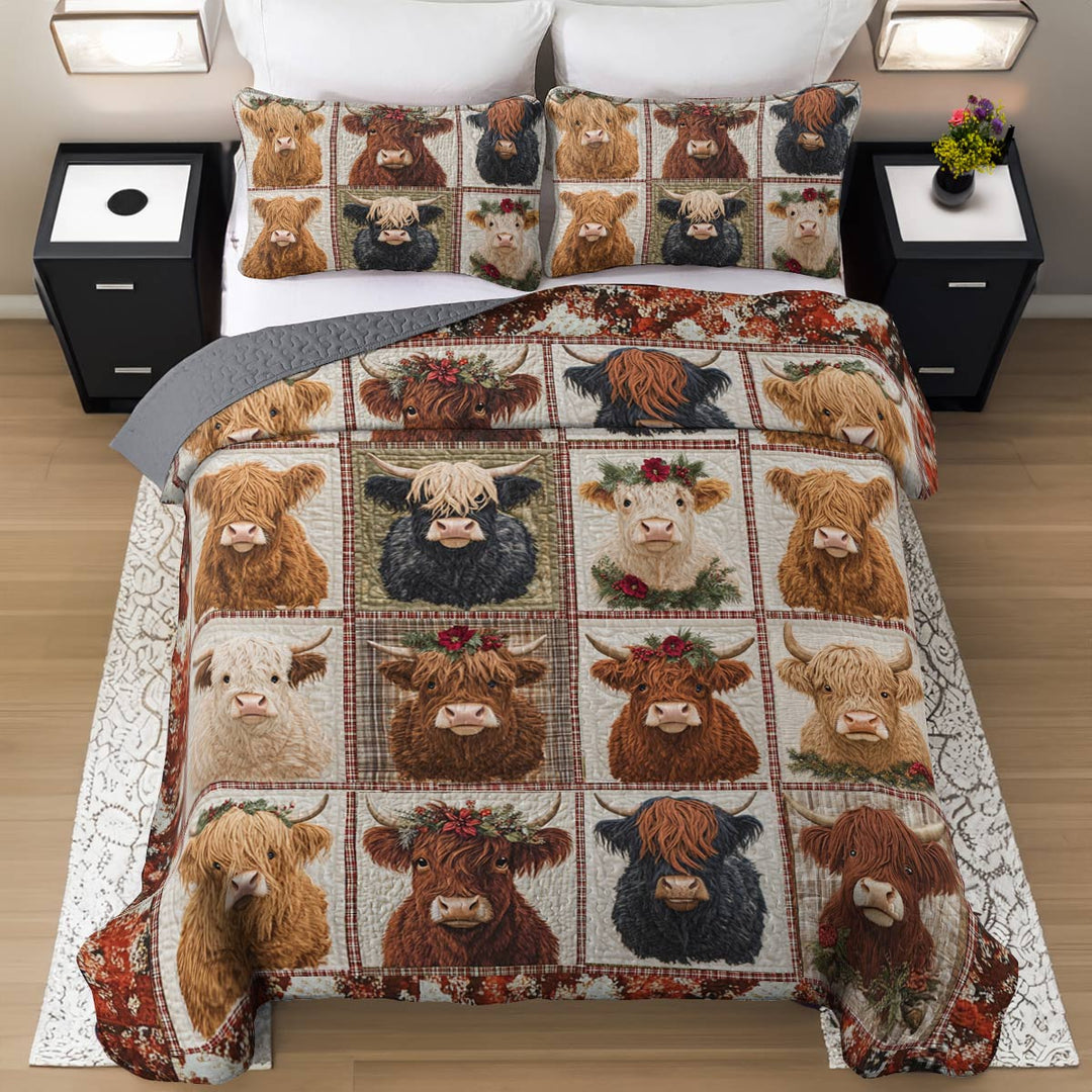 Flat Print All Season Quilt 3-Piece Set Cow In My Heart