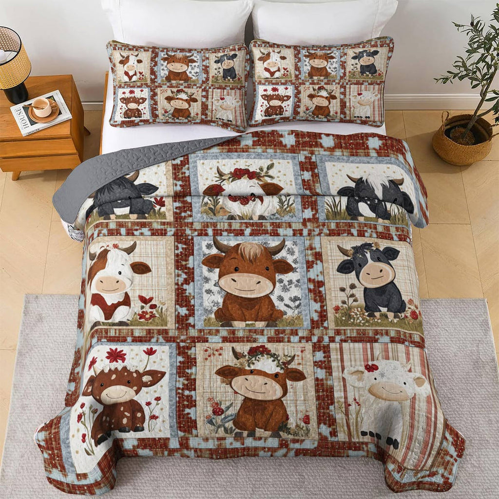 All Season Quilt 3-Piece Set Cute Cow