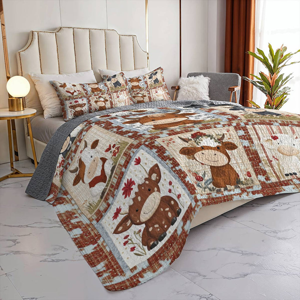All Season Quilt 3-Piece Set Cute Cow