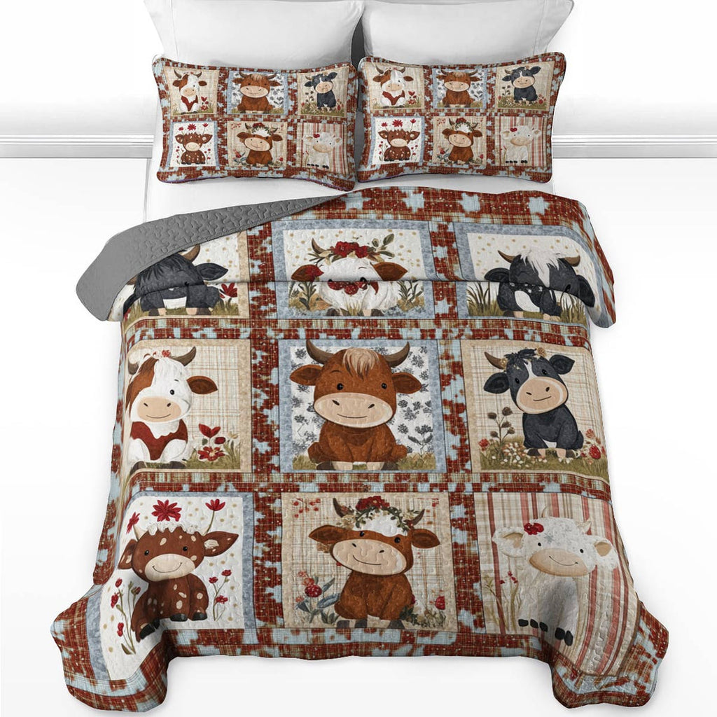 All Season Quilt 3-Piece Set Cute Cow