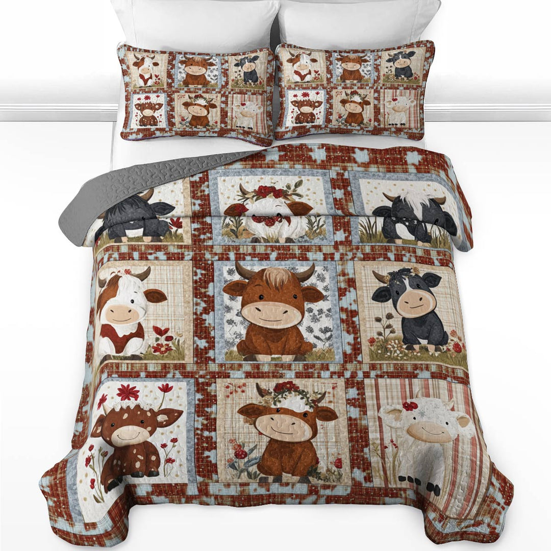 All Season Quilt 3-Piece Set Cute Cow