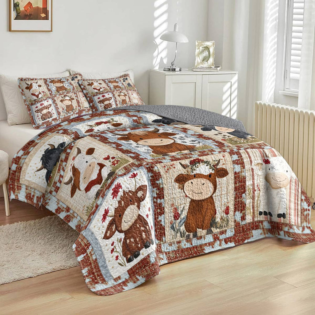 All Season Quilt 3-Piece Set Cute Cow