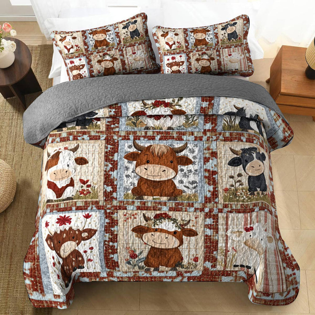 All Season Quilt 3-Piece Set Cute Cow