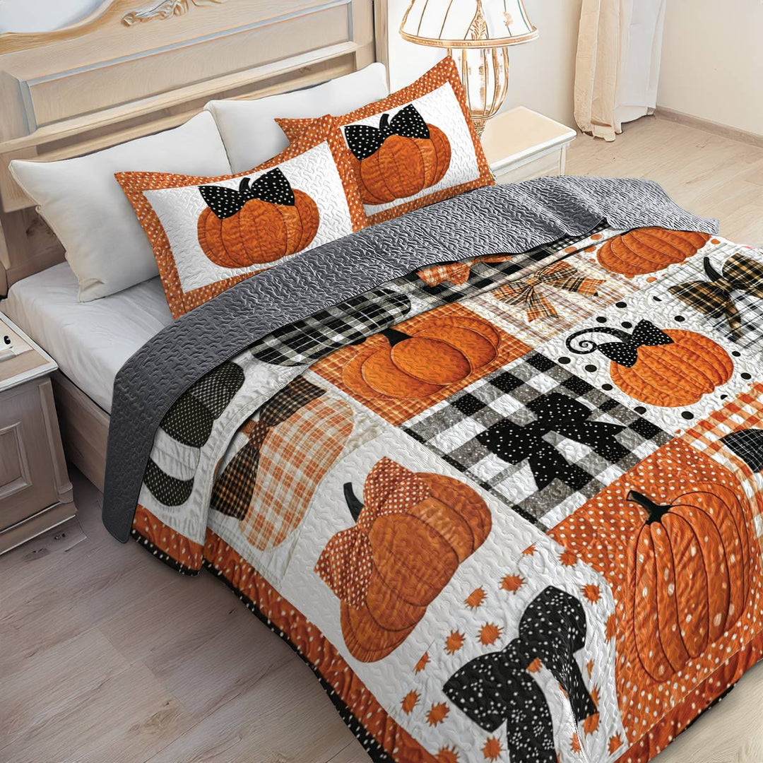 All Season Quilt 3-Piece Set Pretty Pumpkins