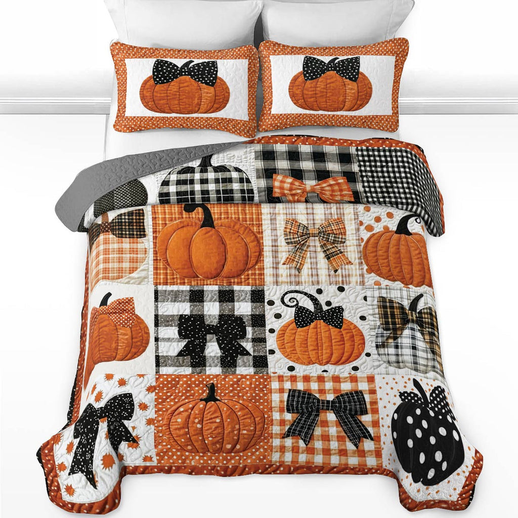 All Season Quilt 3-Piece Set Pretty Pumpkins
