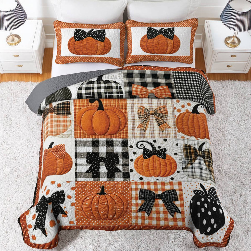 All Season Quilt 3-Piece Set Pretty Pumpkins