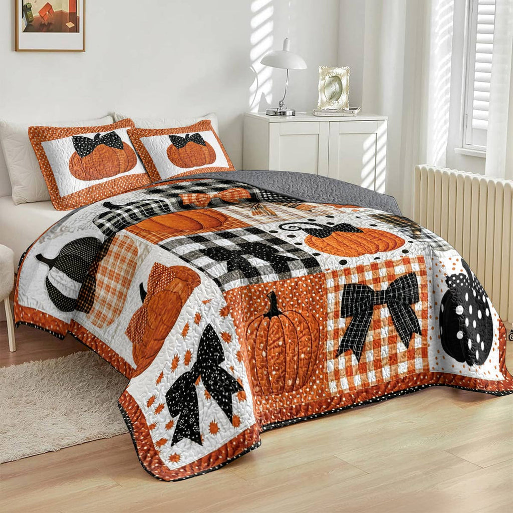 All Season Quilt 3-Piece Set Pretty Pumpkins