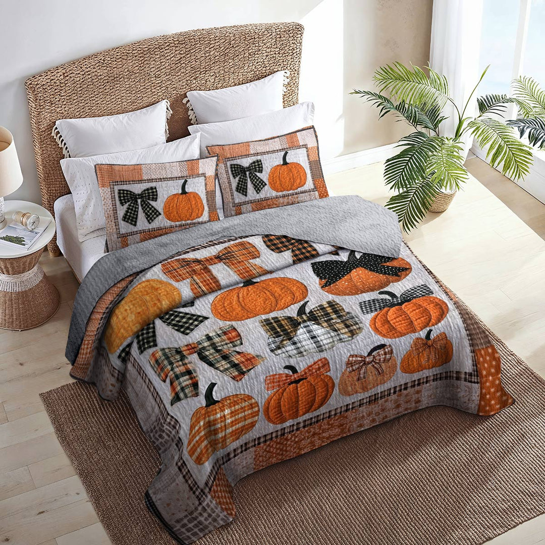 All Season Quilt 3-Piece Set Sweet Love Pumpkins