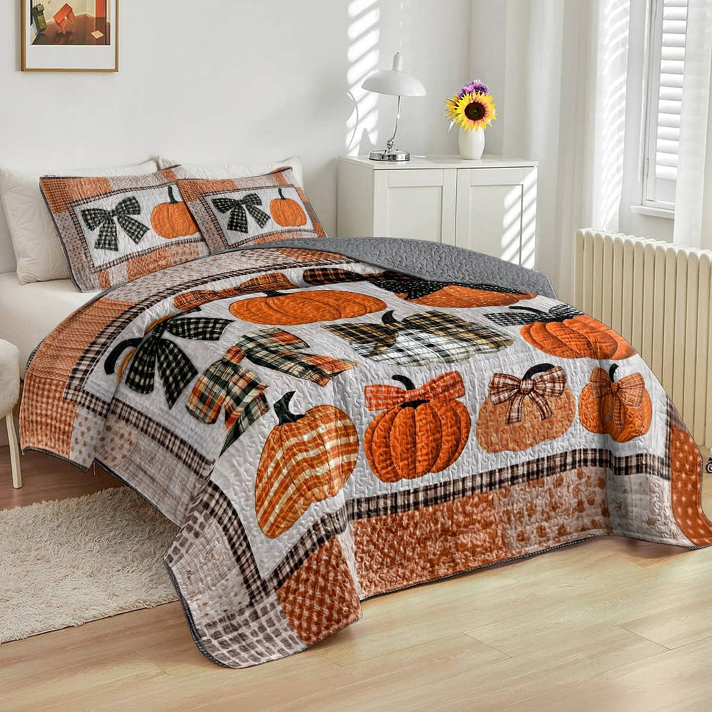 All Season Quilt 3-Piece Set Sweet Love Pumpkins